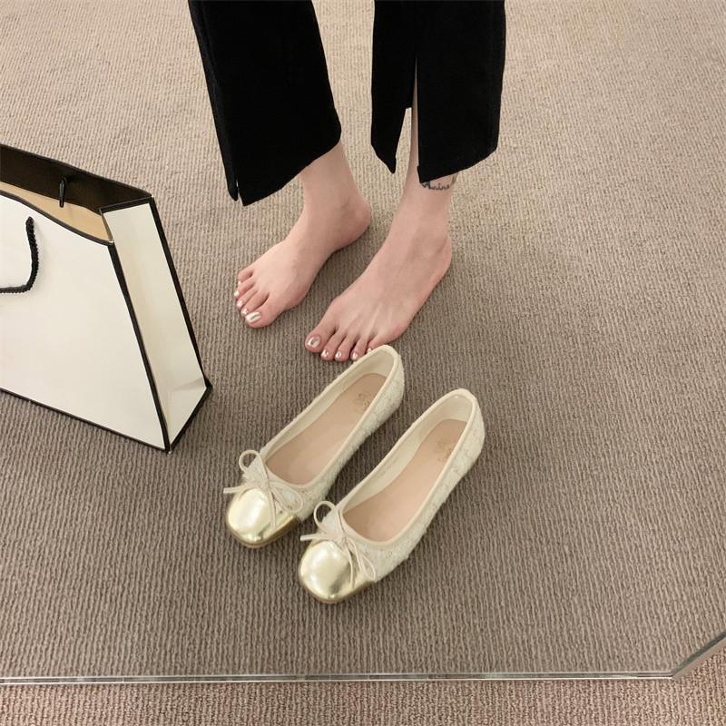 

Модная элегантная обувь для женщин с бантом-бабочкой, квадратным носком и плоской подошвой, модная универсальная новая обувь с мелким вырезом и мягкой подошвой для женщин 40 золотой