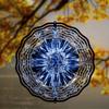 360 Degree Rotating Metal Wind Spinner for Outdoor with Faceted Blue Crystal Design Hanging Decor for Garden Patio Balcony All Season