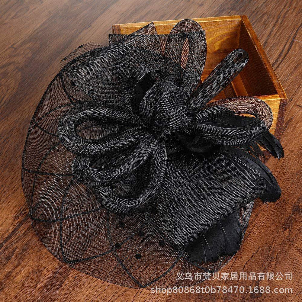 Custom Bridal Headgear Mesh Hairpin Hair Accessories Retro Top Hat Headband Top Hat Wedding