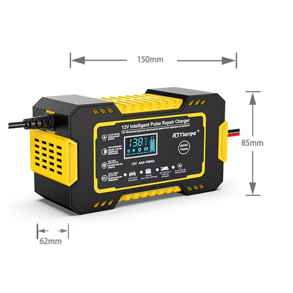 12V 6A Full Automatic Car Battery Charger Digital Display Battery Charger Power Puls Repair Chargers Wet Dry Lead Acid