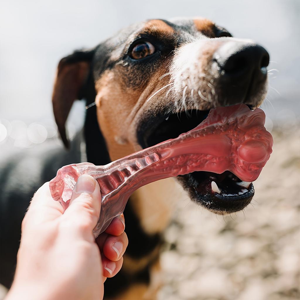 Indestructible Dog Chew Toy for Aggressive Chewers - Durable, Non-Toxic Natural Rubber Bone Shape for Teeth Cleaning