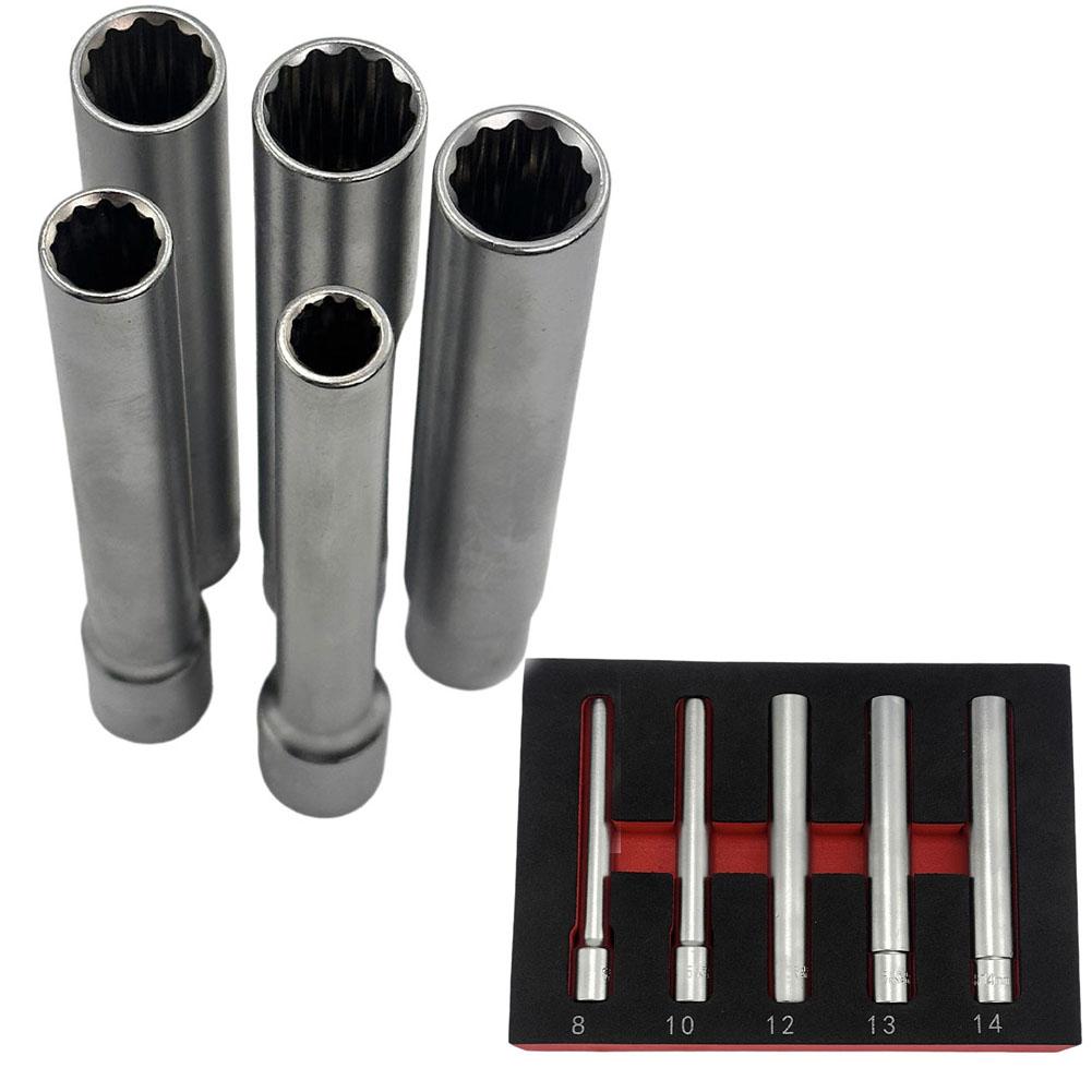 12 Point Socket Hex Socket Head Uniform Square Hole 120mm Length 5pcs Set Electric Wrench Adapter 3 8 Inch Drive Adapter 8mm