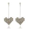 Korean Temperament Versatile Rhinestone Heart Long Section Earings Jewelry Personality Statement Earrings For Women