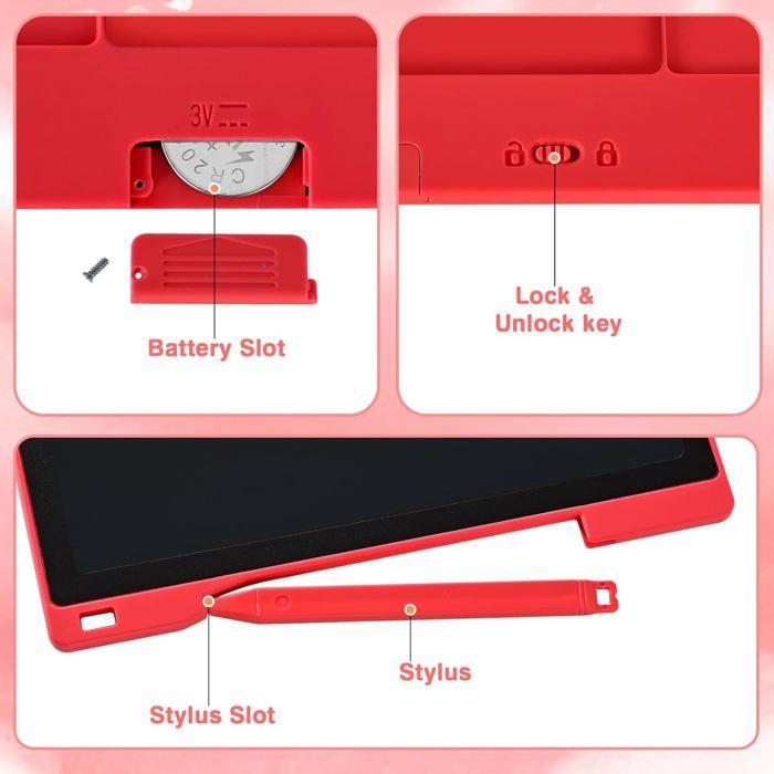 LCD Writing Tablet for Kids - FEBEST - ZXLCD-12-Red - 12 Inch - Red - Anti-glare Color Screen