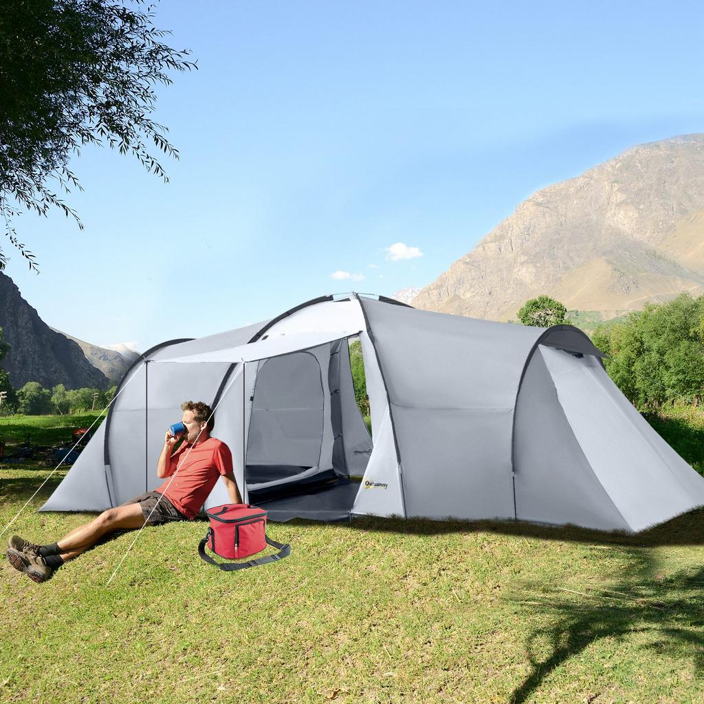 Familien-Campingzelt für 4-6 Personen Kuppel 2 Schlafzimmer 1 Wohnbereich und 1 Vorzelt UV-Schutz Wasserdicht 2000 mm Mehrfarbig