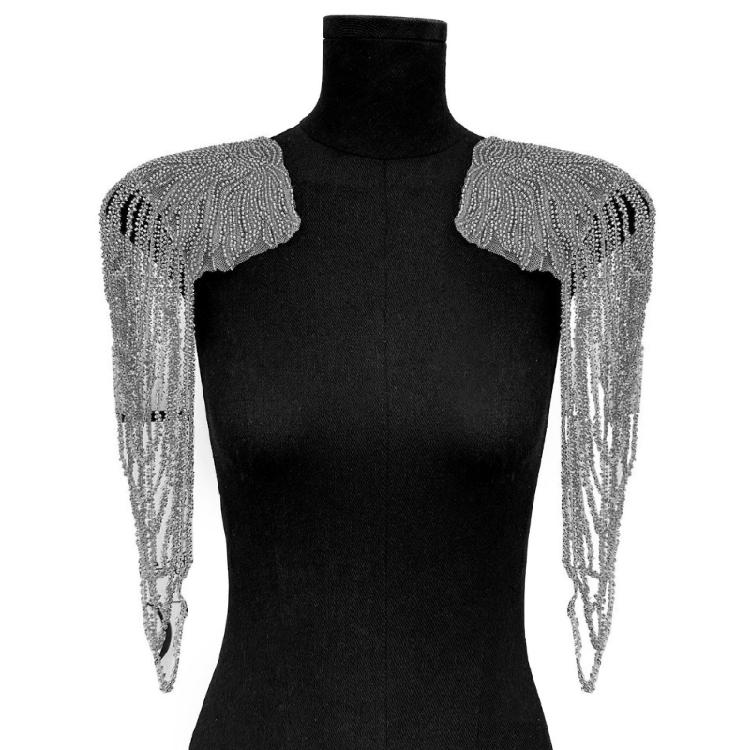 Pair Of Sequins Fringe Shoulder Patches For Party Attire Comfortable Long Wear Decorative Accent