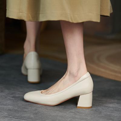 Fashion 2024 Cowhide Professional Women's Shoes Genuine Leather High Heels Mary Jane Shoes Pumps