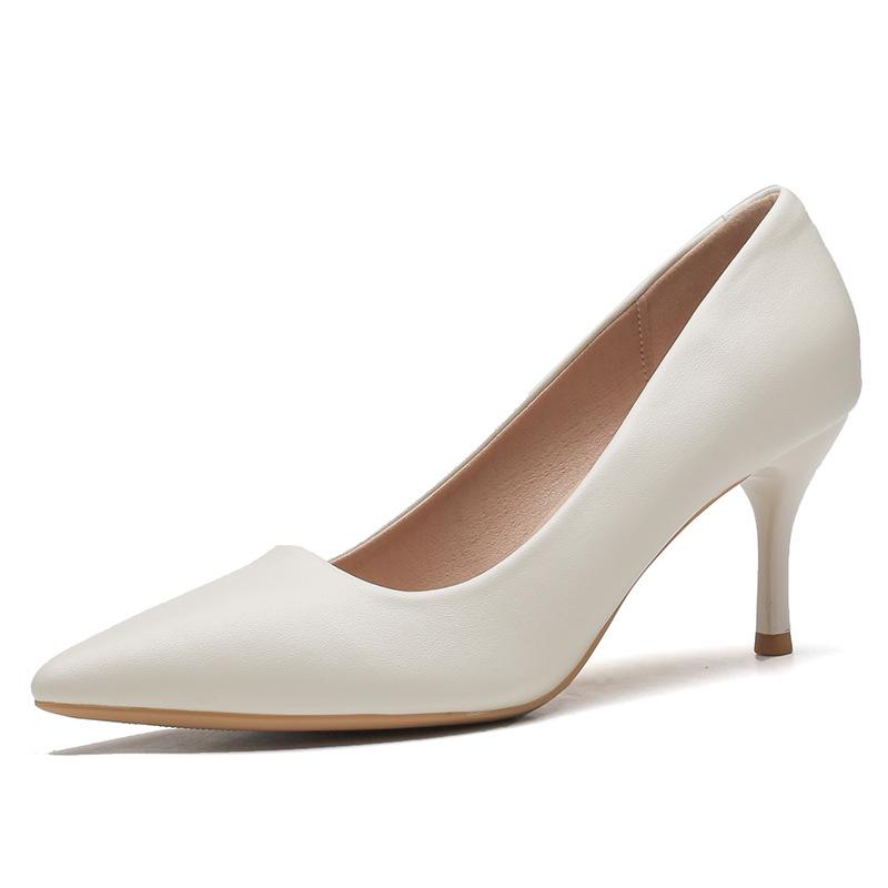 2025 Spring/Autumn Women's White Stiletto High Heels – Elegant and Comfortable