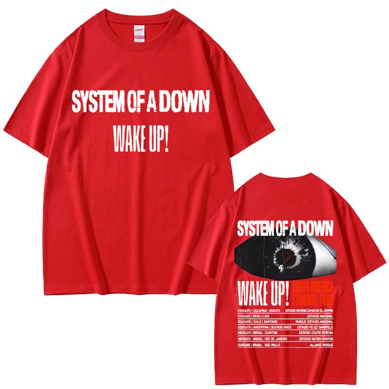 2025 Summer Rock Band System of A Down Wake Up South America Stadium Tour Alternative Metal Merch Tshirt Men Oversized T Shirts