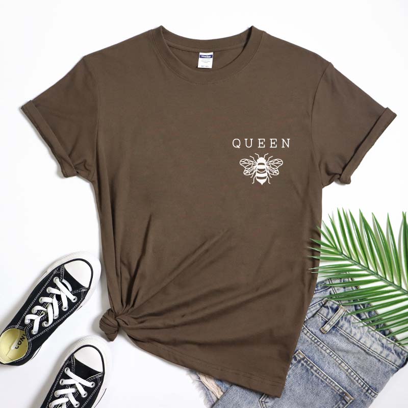 Queen Bee Pocket Print Tshirt Minimalist Honey Bumble Bee Graphic Tee Top Trendy Beekeeper Inspirational Tshirt