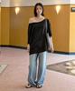 Loukeullaesig Lc Off-Shoulder Tee_Black [Lc262Ts07Bk]