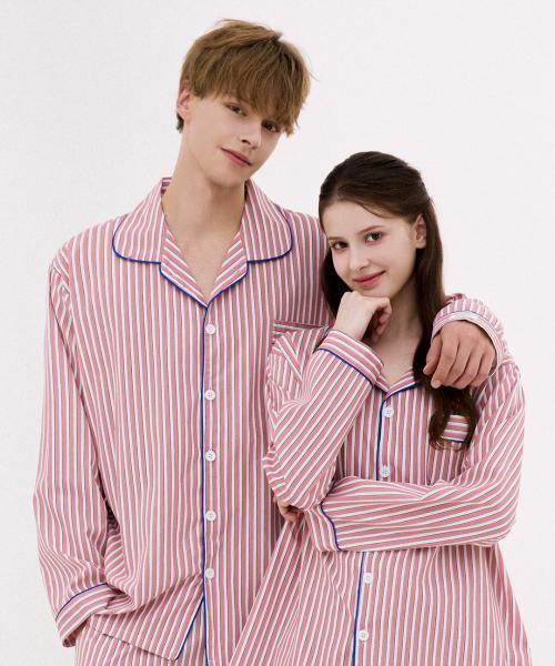 [Dossy] [2SET] Silk-Fit Peony Long Sleeve Couple Pajama Set [Shipped from Korea] 100% Authentic