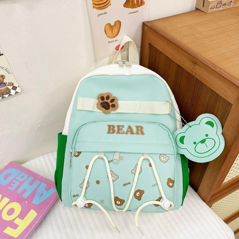 Cute Nylon Cartoon Bear Backpack For Preschool Kids With Breathable Design And Colorful Options