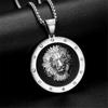 Punk Fashion Animal Lion Head Pendant Gold Silver Color Stainless Steel Zircon Round Necklace for Men Party Jewelry Gift