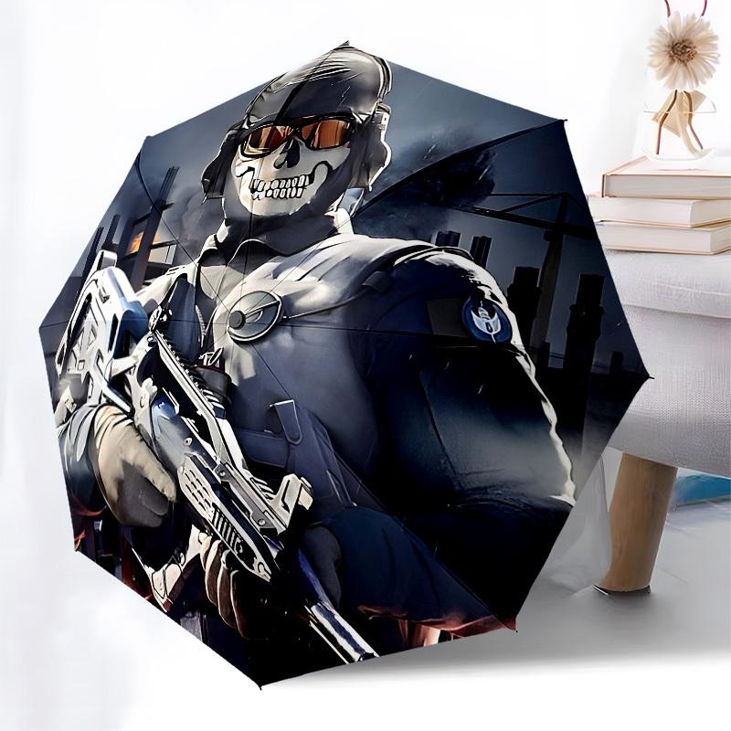 Skull Mask, Tactical Gear Automatic Opening and Closing, 8 rib Structure Portable Umbrella, Suitable for Men and Women in All Seasons  Perfe