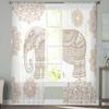 Bohemian Animal Elephant Pattern Sheer Curtains for Kids Bedroom Living Room Voile Window Curtains Tulle Drapes