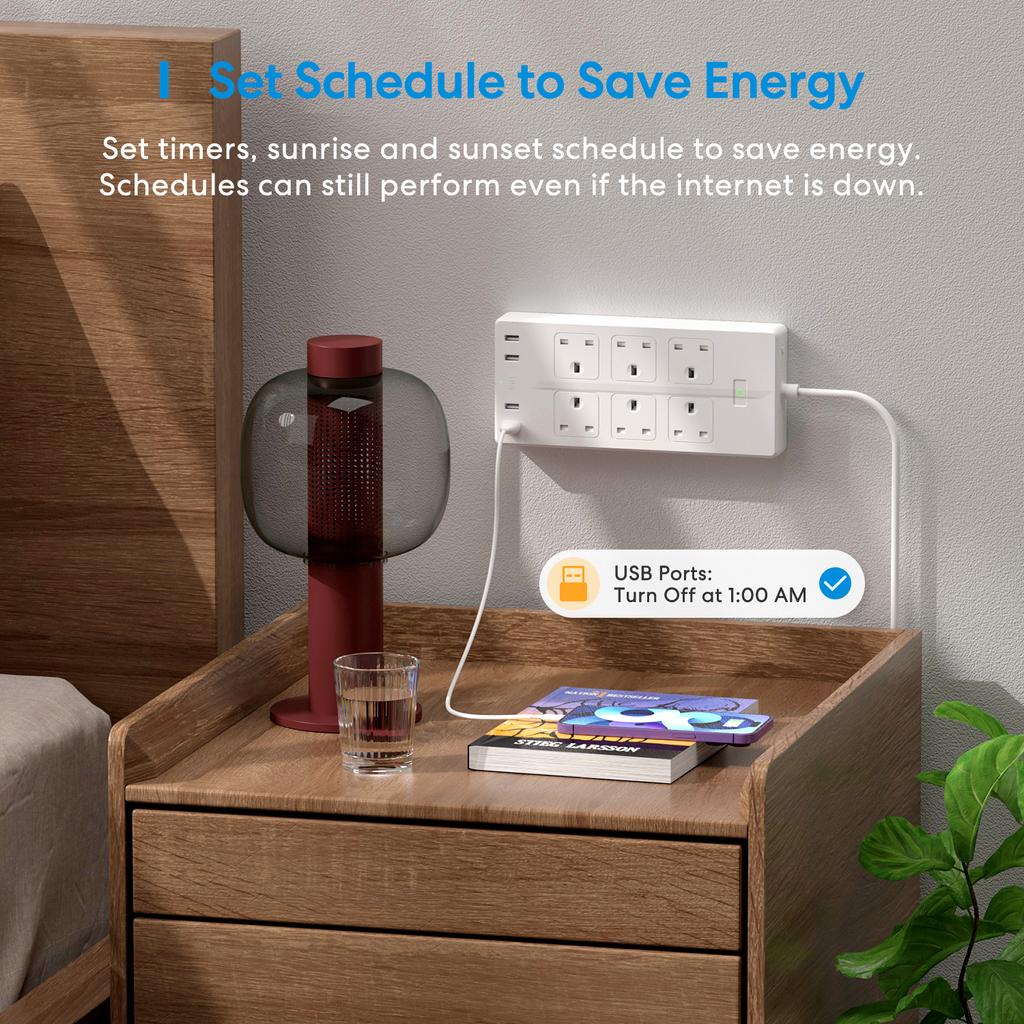 Homekit Smart Überspannungsschutz WLAN-Steckdosenleiste UK-Stecker mit 6 Steckdosen, 4 USB-Steckdosenverlängerung, unterstützt Alexa Google