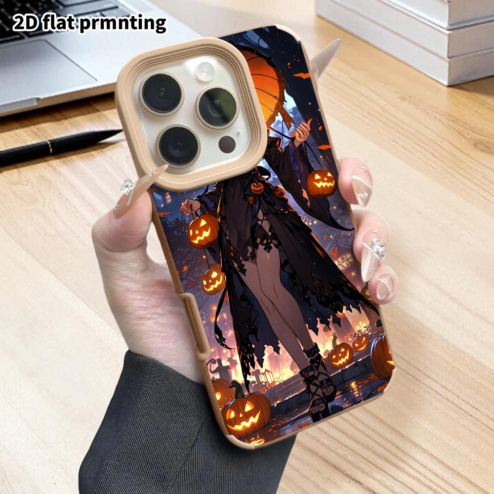 Phone Case: 2D flat lambskin suitable for iPhone 18 17 16 15 14 13 Pro protective case, 2D anime girl, Christmas and Halloween gifts