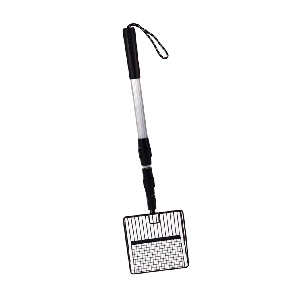 Metal Litter Scoop For Cats With Retractable Handle Efficient Sifting Design Multiuse Chicken Coop Rake Cleaning Tool