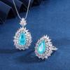 Jewelry Set Imitation Paraiba Para Blue Pendant Ring Main Stone 8 * 14