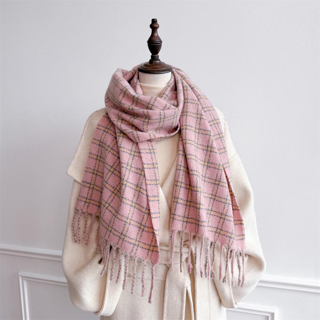 New Luxury Winter Women Scarf Thick Warm Tassels Shawls Pashmina Stripe Designer Neckerchief Cashmere Lady Outdoor