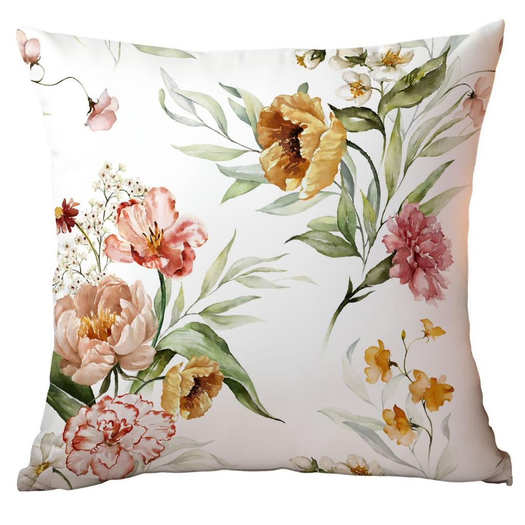 Chinesischer Stil Blumen und Grüne Blätter Kissenbezug Blumen und Blätter Sofa Kissen Sitzkissenbezug Premium Langlebig