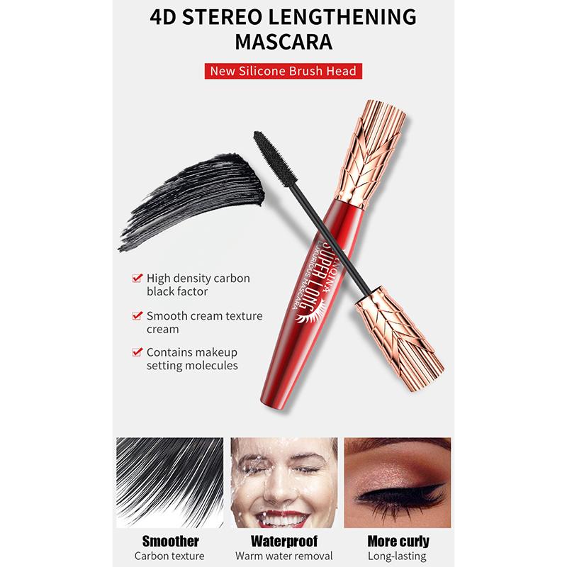 4D řasenka voděodolná dlouhotrvající řasa černé řasy prodlužující řasenka s hedvábným vláknem make-up