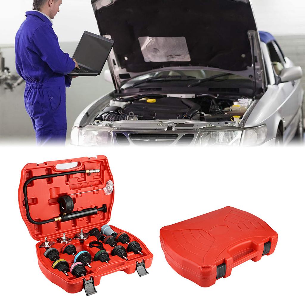 18pcs Universal Car Water Tank Leak Tester Cooling System Detector Tool Kit