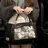 Harujio Ita Bag, Small, Mini, Pearl Ribbon Shoulder Bag, Stylish, Cute, Handbag, 2-Way, Otaku Bag, Popular, Black, White, Blue (Black)