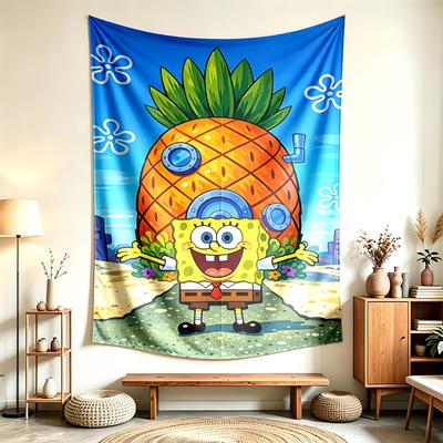 SpongeBob Kanciastoporty (19) Tapestry Nadaje Się Do Dekoracji Domów, Akademików I Sypialni Miękkie W Dotyku I Idealny Prezent Dla Przyjaciół I Rodziny