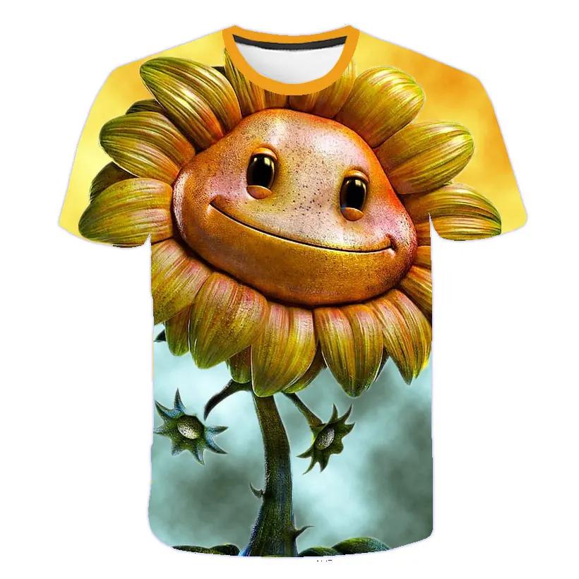 2025 MINISO Tricou Copii Mânecă Scurtă Joc Copil Plante Zombi Haine Desene Animate Copii Băiat Topuri Tricouri Tricou Băieți Mazăre Tragătoare Tricouri