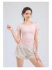 Women's V-Neck Short Sleeve Sports T-Shirt - Solid Color, Breathable, Slimming Fitness Top for Spring/Summer.