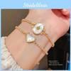 Light Luxury Geometric Oval Charm Bracelet With Zircon And Mother Of Pearl For Women