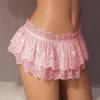 Damen Rock Höschen Spitze Dreieck Unterhose Niedrige Taille Blumenstickerei Rüschen Slips