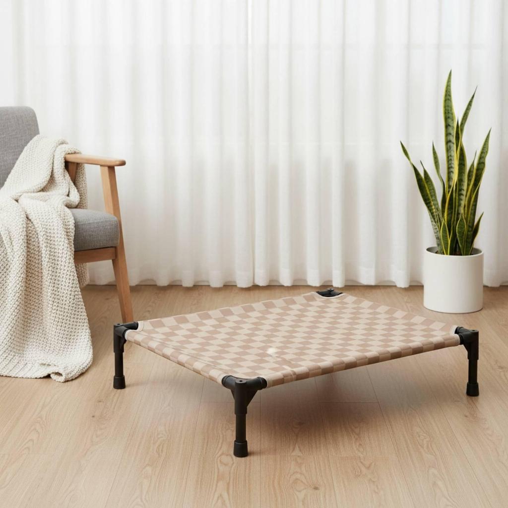 Breathable Raised Pet Cot Black Frame Bed for Indoor