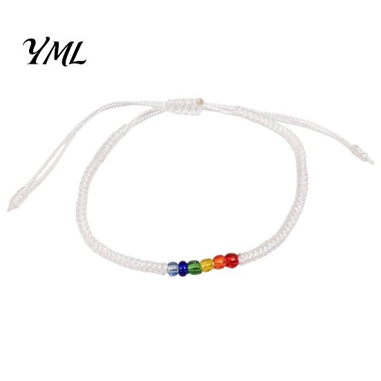 Unisex Adjustable Cord Bracelet Rainbow Beads for Men Women, Handmade Cute Small Gift Friends Braided String Bracelet, Woven Rope Wristband Soft Skin