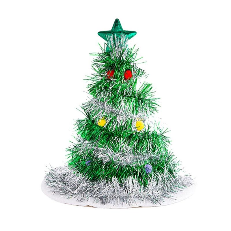 Adult Tinsels Christmas Tree Santa Hat Waterproof Hat Traditional Color Christmas Santa Hat for Teens New Year Presents