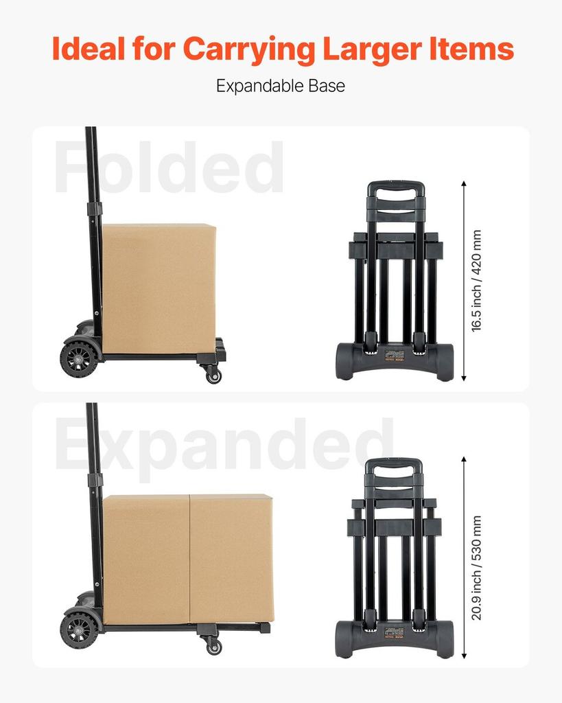 Folding Hand Truck 290 lbs Platform Cart Dolly Trolley Cart for Moving