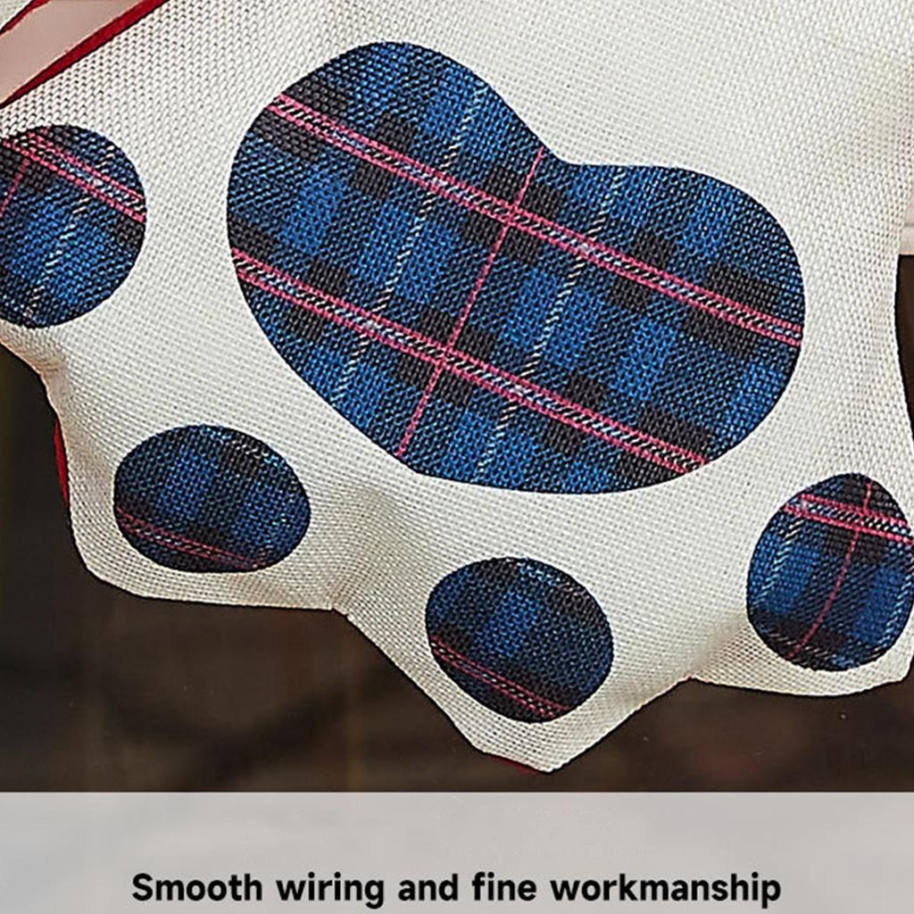 Pet Stockings Christmas Paw Print Christmas Stuffers Sock Holiday Treats Holder For Kids Girls Boys Toddler Mantle Classroom
