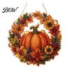 Durable Acrylic Decor Pumpkin Window Hanging Decor, Fall Harvest Wreath Ornament for Eye-catching Thanksgiving Halloween, Indoor Outdoor Wall