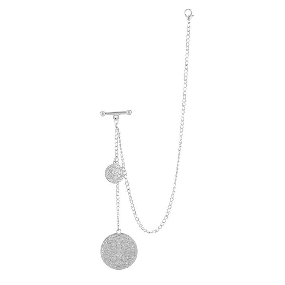Classic Vest Suit Chain Vintage Collar Pins Silver Tassel Chain Brooches  Formal Attire