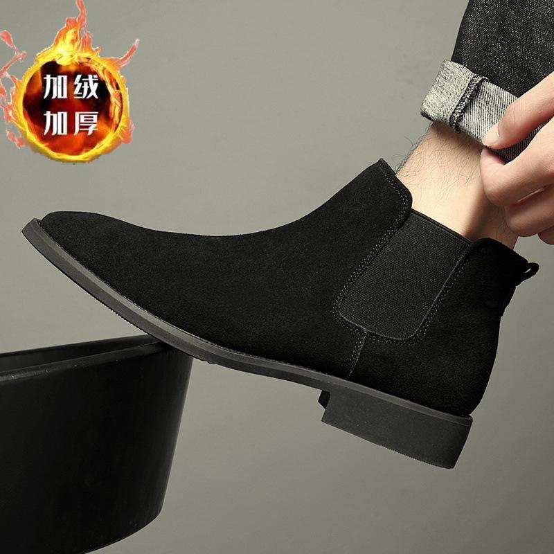 

Новые мужские низкие челси с острым носком, короткие кожаные ботинки, мужские ретро британские ботинки Мартина, трендовые 44