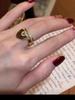 Simple and exquisite gold double ring love micro-inlaid sparkling diamond ring women's thousand gold wind light luxury high-end index finger ring