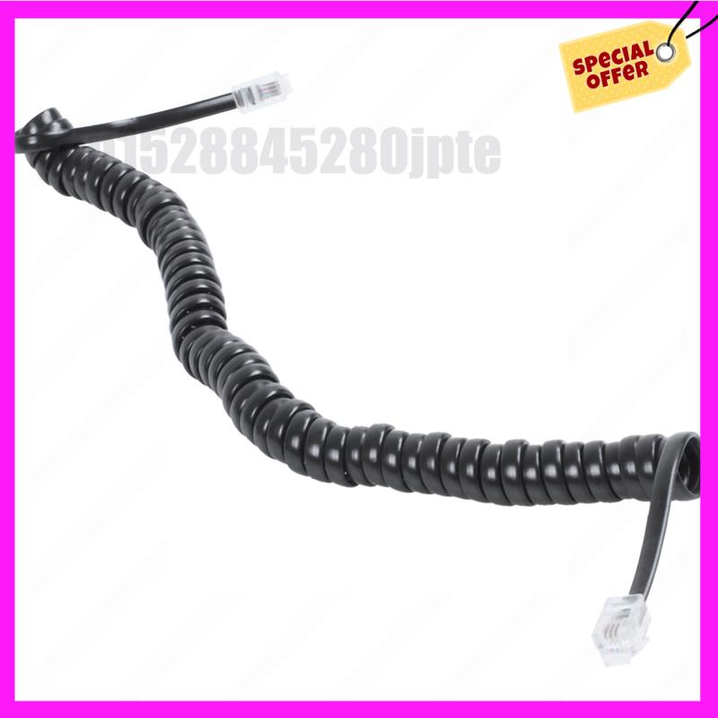 -ABUB 5Pcs 9.3 Inch Black RJ9 Telephone Phone Modem Coil Line Cord Cable