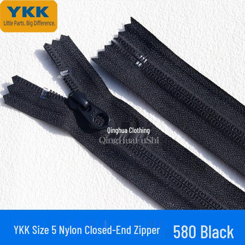 

YKK No. 5 Nylon Reverse Coil No-Lock Zipper for Luggage, Shorts, and Pockets Black 17.5cm 1 piece