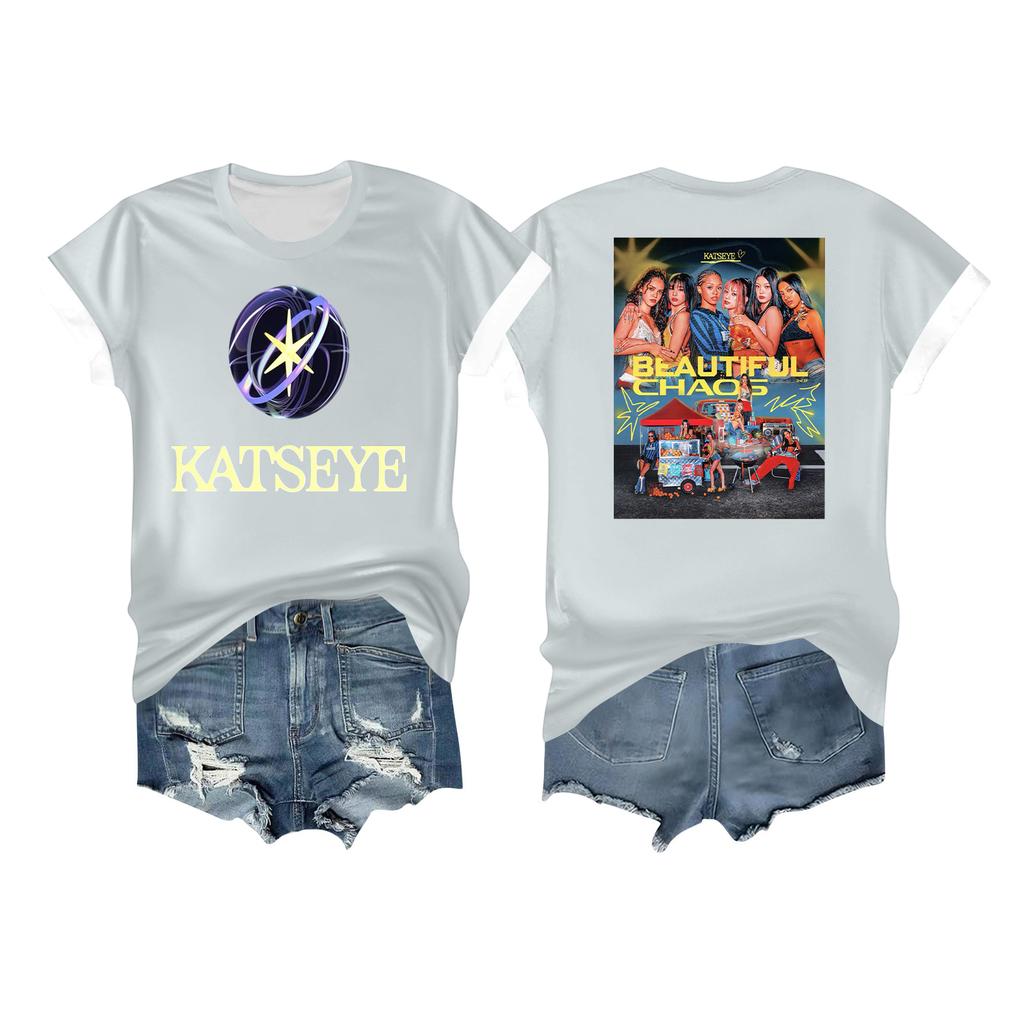 Women's Casual Printed T-shirt Round Neck Pullover Short Sleeve Top