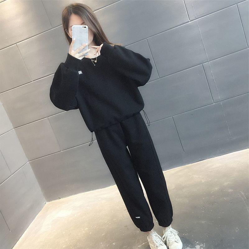Women's Influencer Casual Sport Set - 2025 Spring/Autumn Fashion, Loose Fit, Running/Fitness Long Sleeve Two-Piece