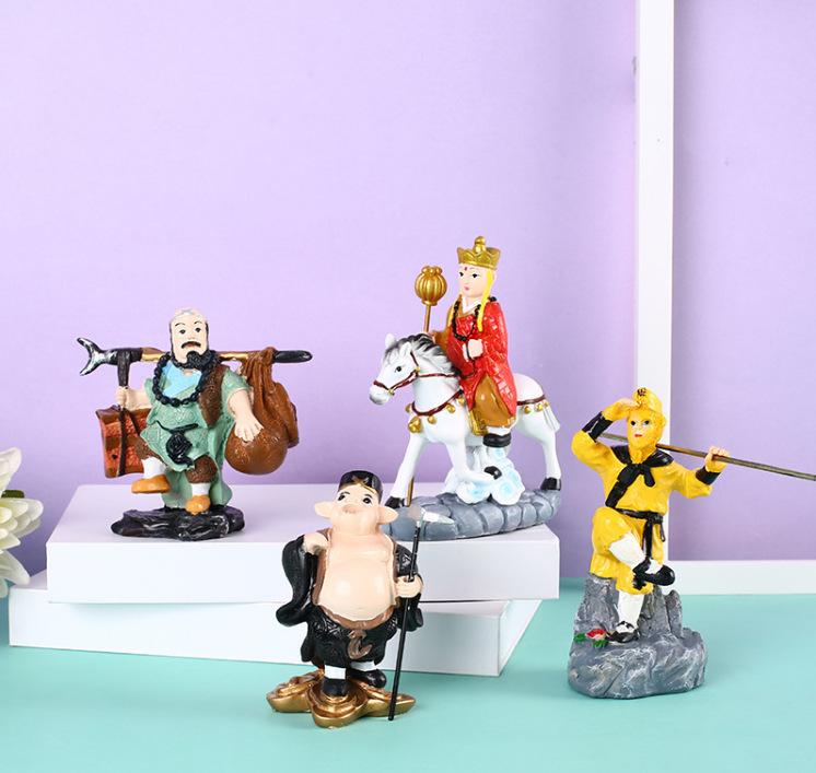 4pcs Creative Cartoon Image Sun Wukong Figurine Doll Monkey King Journey To The West Home Decoration Resin Crafts Decorations