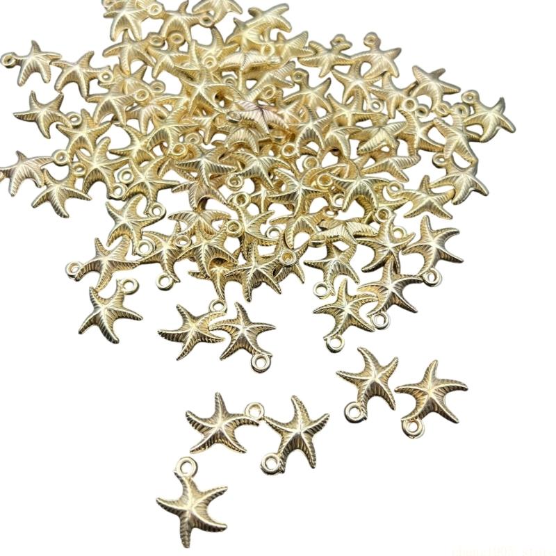QX2E Pack of 50 Star Fish Conch Seashels Charm Pendant Jewelry Making Accessories for Bracelets Necklace Earrings Crafting