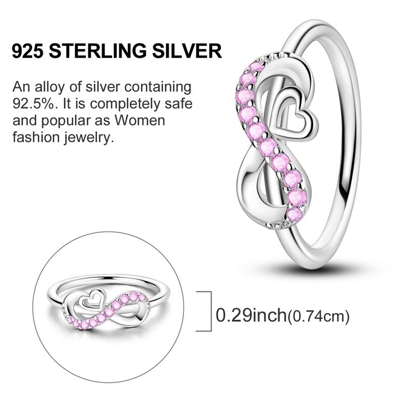 

Original Women Silver Rings Sparking Pink Heart Zirconium Ring for Women Girls Engagement Jewelry Anniversary Gift 6